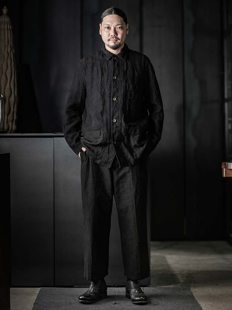 P.R. PATTERSON<br>HARLEQUIN LINEN WORK JACKET / BLACK