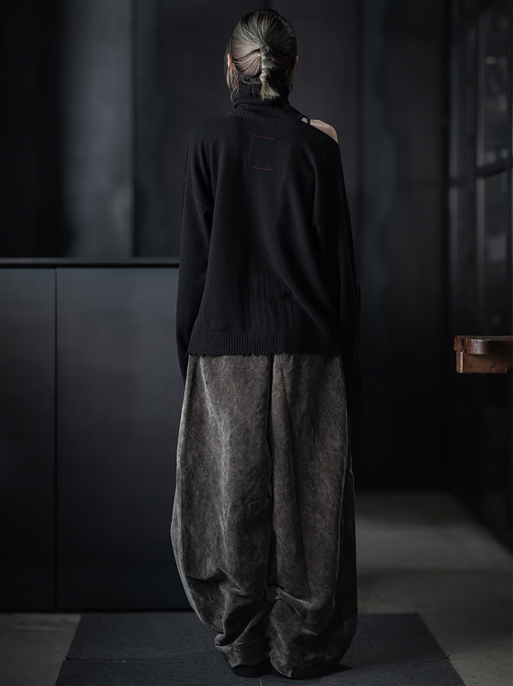 UMA WANG<br>WOMENS CASHMERE HIGH NECK TOP / BLACK
