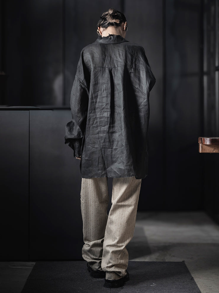 K’ANG <br>Unisex oversized back pleated shirt / DARK GREEN