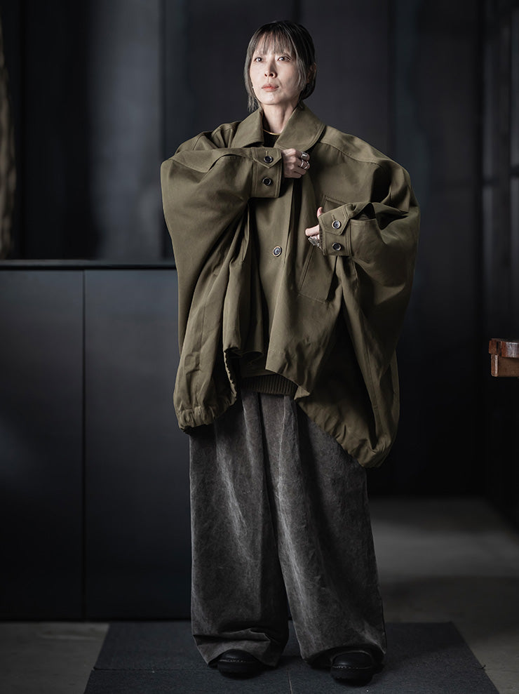UMA WANG<br>WOMENS OVERSIZED JACKET / DARK GREEN