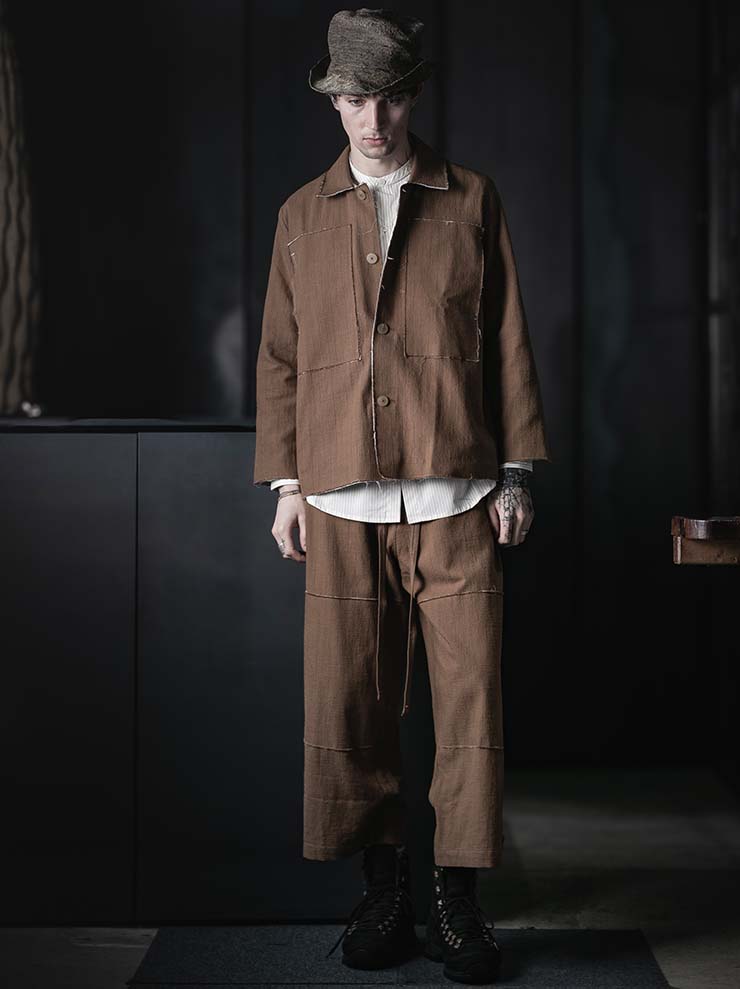 WRIGHT + DOYLE<br>UNISEX TOLMEN JACKET / OCHRE PINSTRIPE