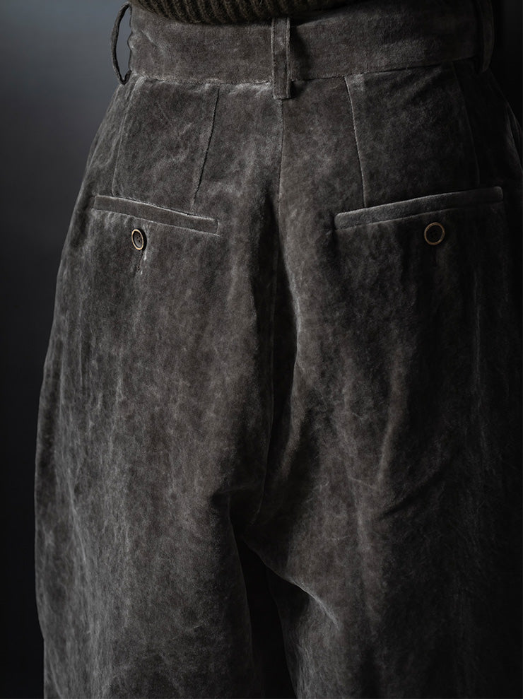 UMA WANG<br> WOMENS VELVET TROUSERS / DARK GRAY