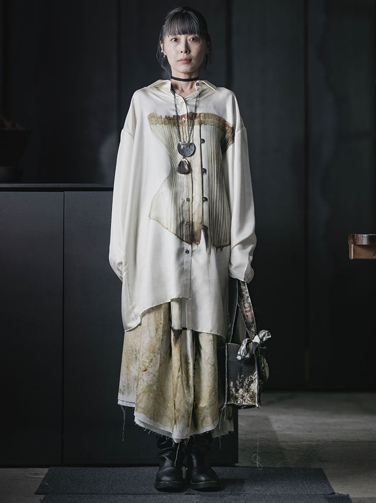 IA LONDON<br>UNBALANCED SHIRT / CORSET PRINT