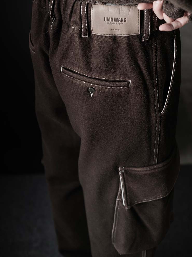 UMA WANG<br>MENS PAXTON PANTS / BROWN