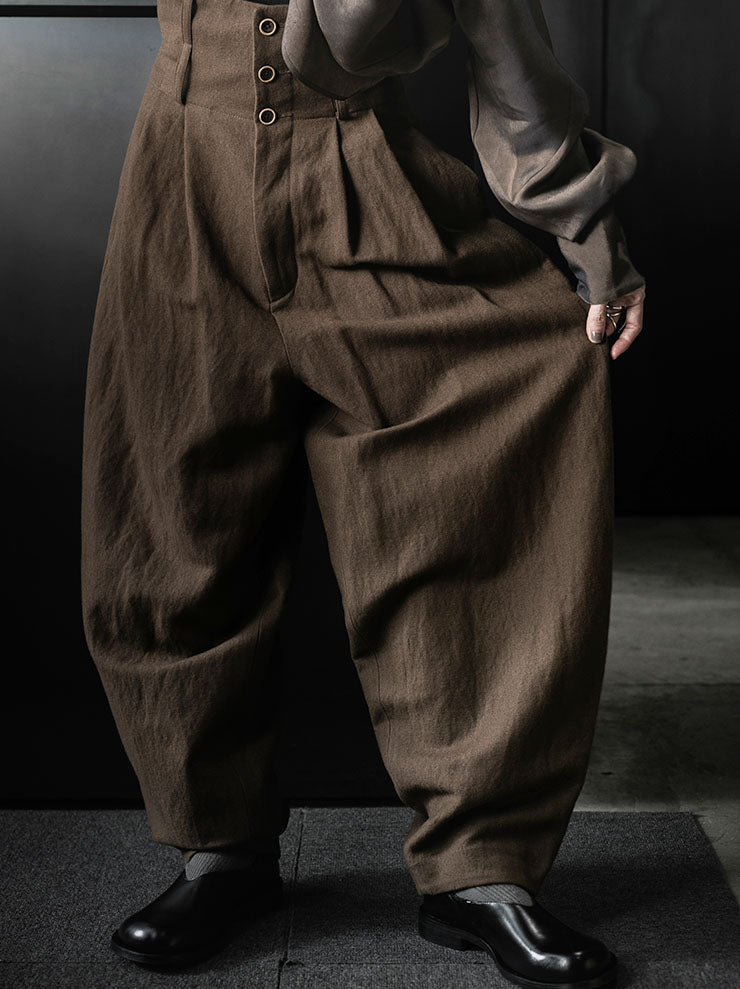 UMA WANG<br>WOMENS POLY PANTS / BROWN