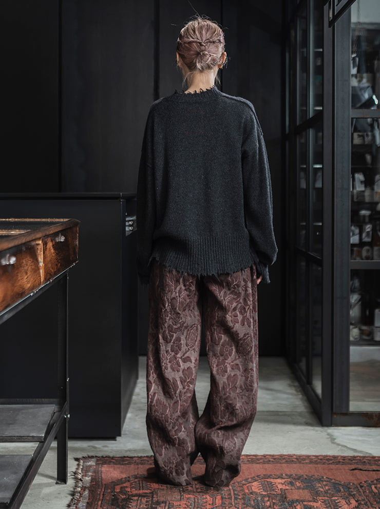 UMA WANG <br>WOMENS カシミアロングスリーブニットトップス / DARK GREY