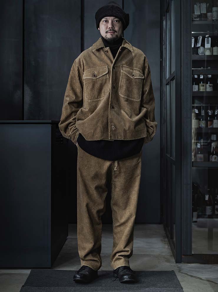 UMA WANG<br> MENS CORDUROY JACKET / TAN