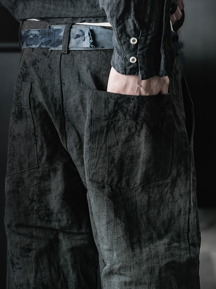 ATELIER SUPPAN<br>MEN'S Blue-green hemp TROUSERS / E26-08