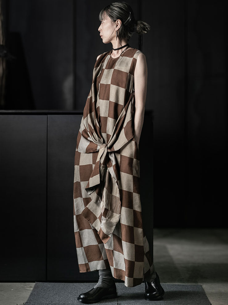 UMA WANG<br>WOMENS AZZO DRESS / MUSTARD/TAN