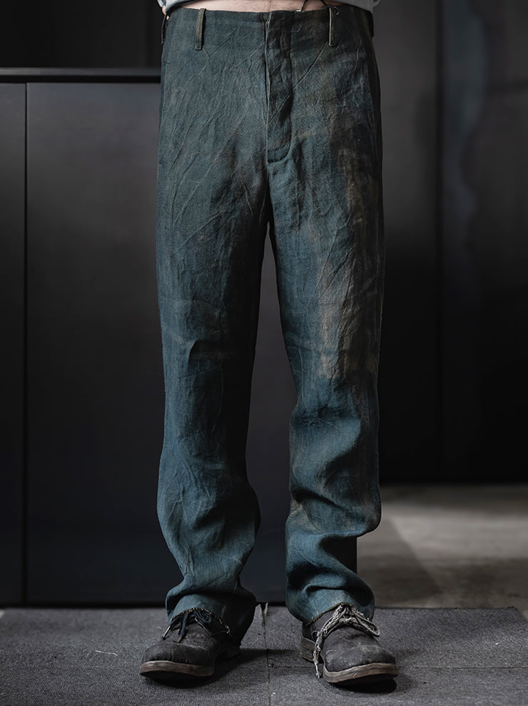 K’ANG <br>Men’s purgatory shadow-dyed trousers with 925 silver hook closer / SHADOW
