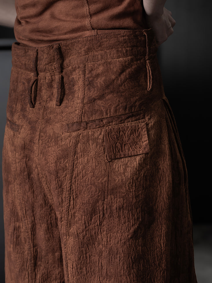 KINYAN LAM<br>WOMENS Natural Dye Jacquard Balloon Cut Trousers / Brown
