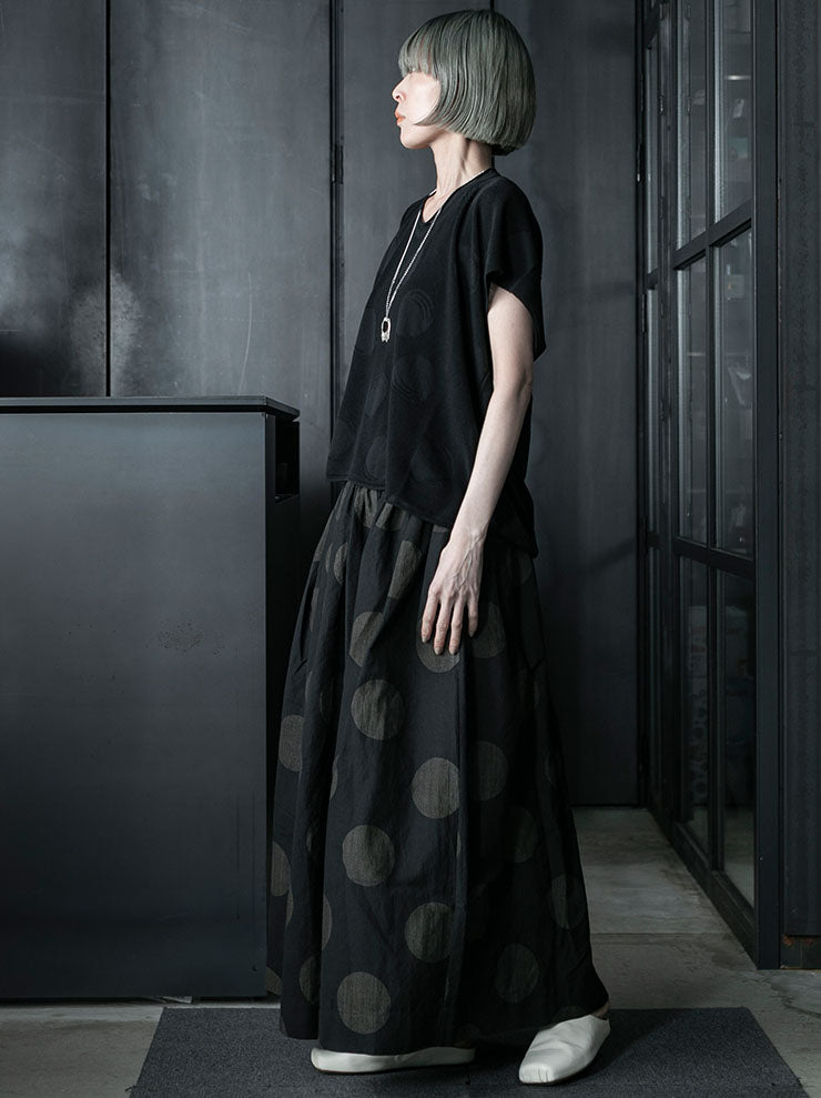 UMA WANG <br>WOMENS ドットニットトップス /  BLACK