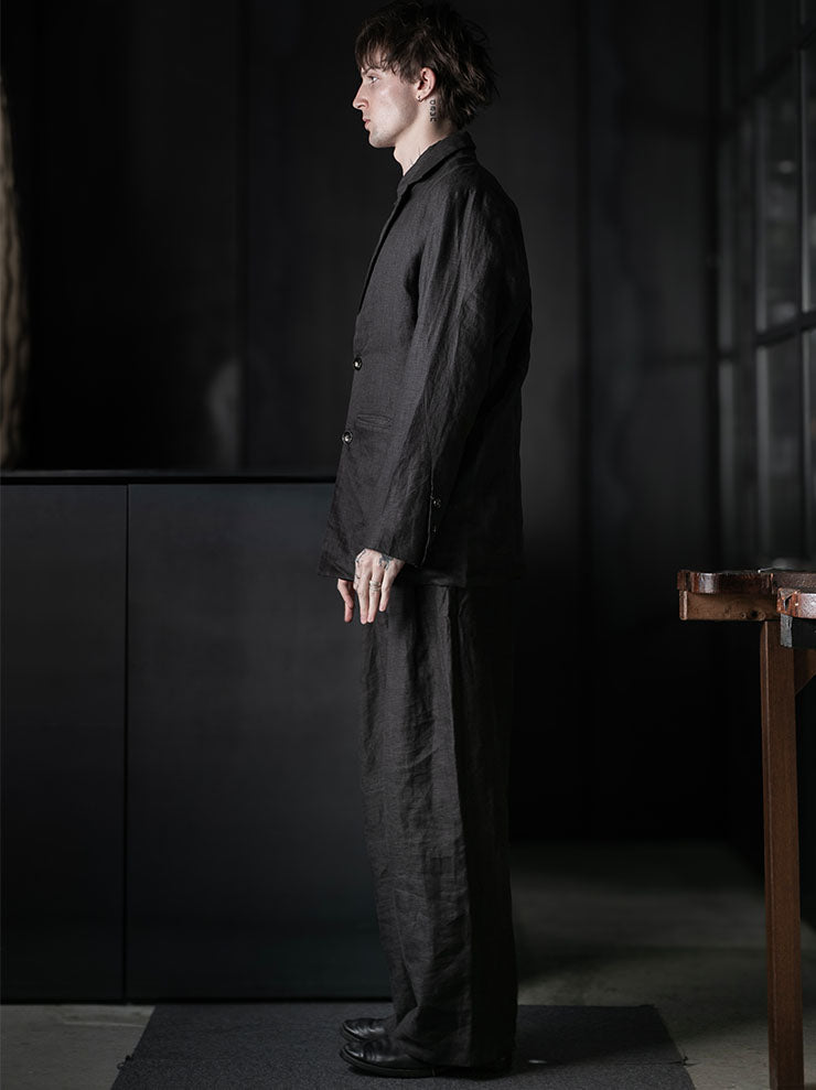 toward(s)<br>STOCK BLAZER IN LINEN WITH STERLING SILVER BUTTONS / Brown & Black
