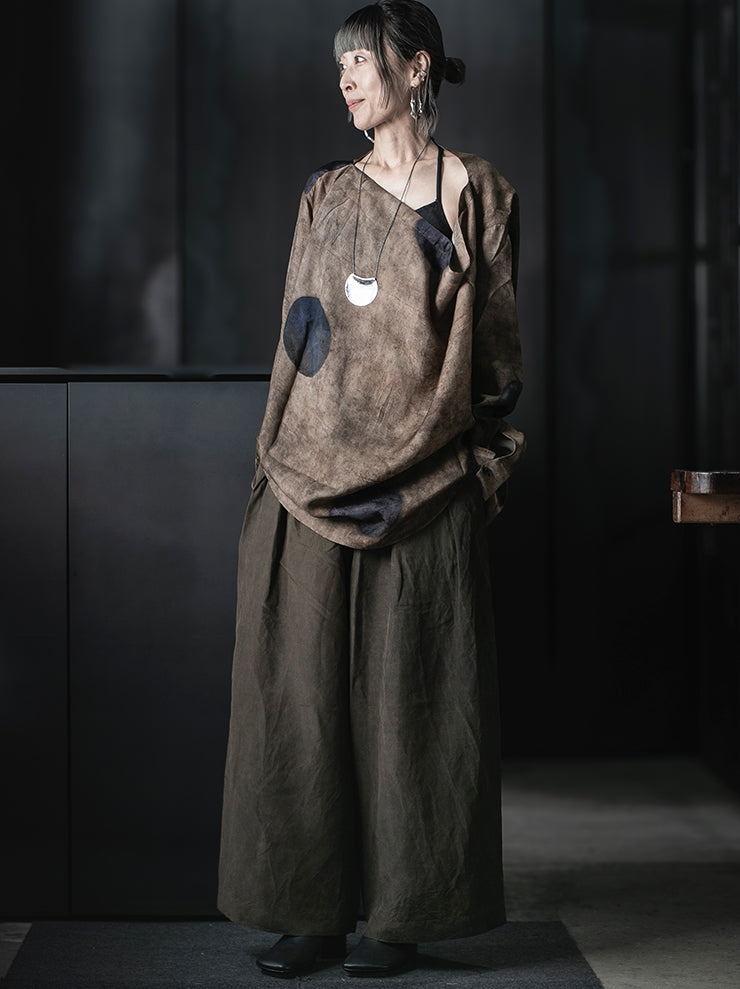 UMA WANG<br>WOMENS POETIC PANTS / DARK BROWN