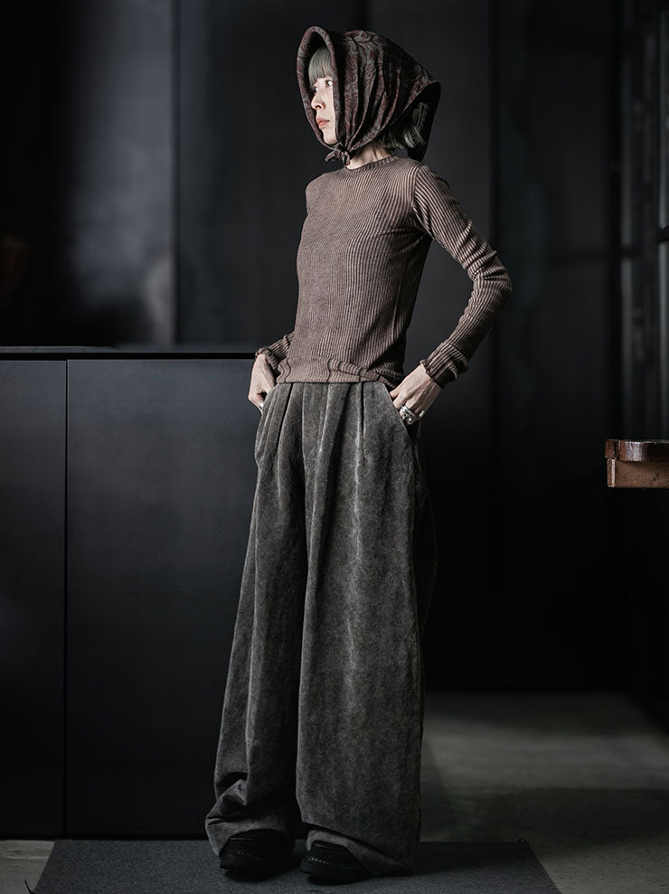 UMA WANG<br>WOMENS LONG SLEEVE TOP / BROWN