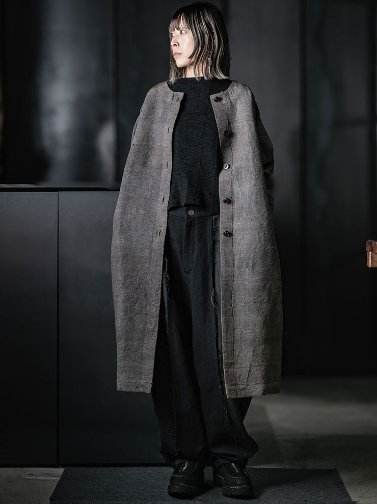 CHIAHUNG SU<br>WOMENS HAND DYED & KNITTING PATCH-WORK TOPS / DYED BLACK