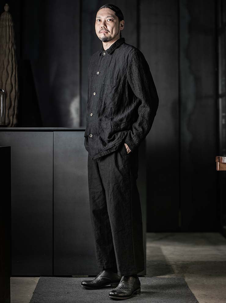 P.R. PATTERSON<br>HARLEQUIN LINEN WORK JACKET / BLACK