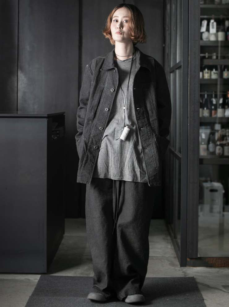 69 by ISAAC SELLAM <br>MENS Striped Cargo Trousers / PLOMB