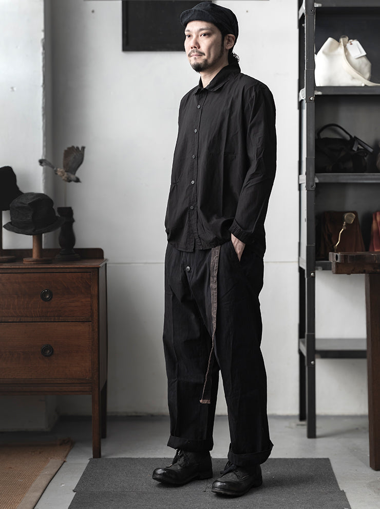 ATELIER SUPPAN<br> MENS COTTON BLACK SHIRT