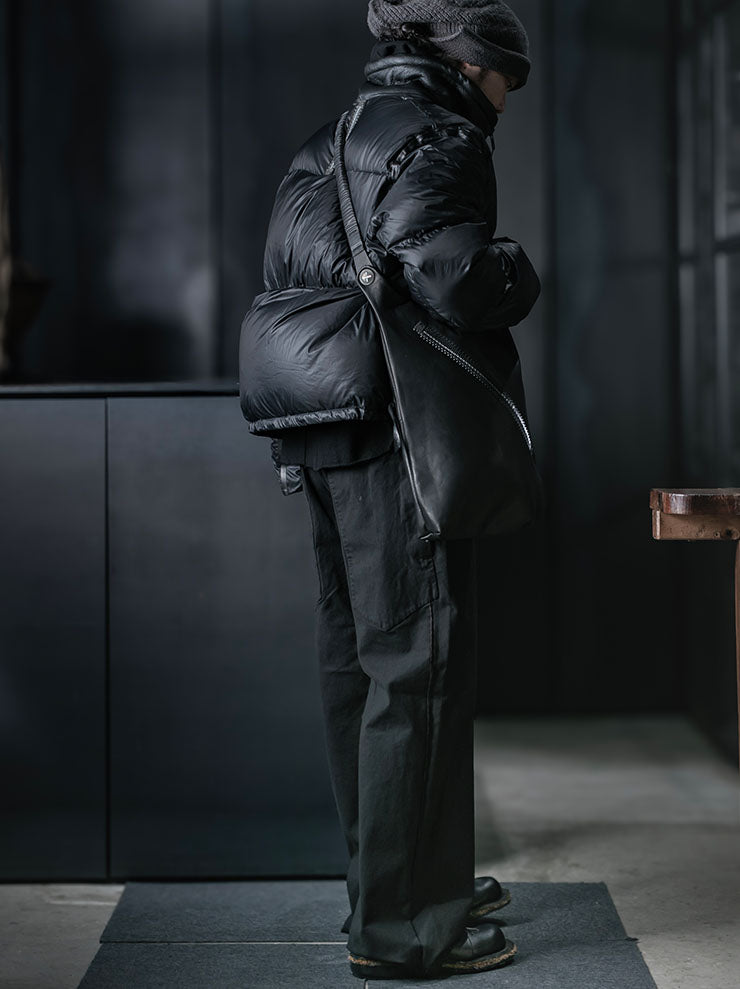 ISAAC SELLAM EXPERIENCE<br> Bonded Leather Messenger Bag / NOIR