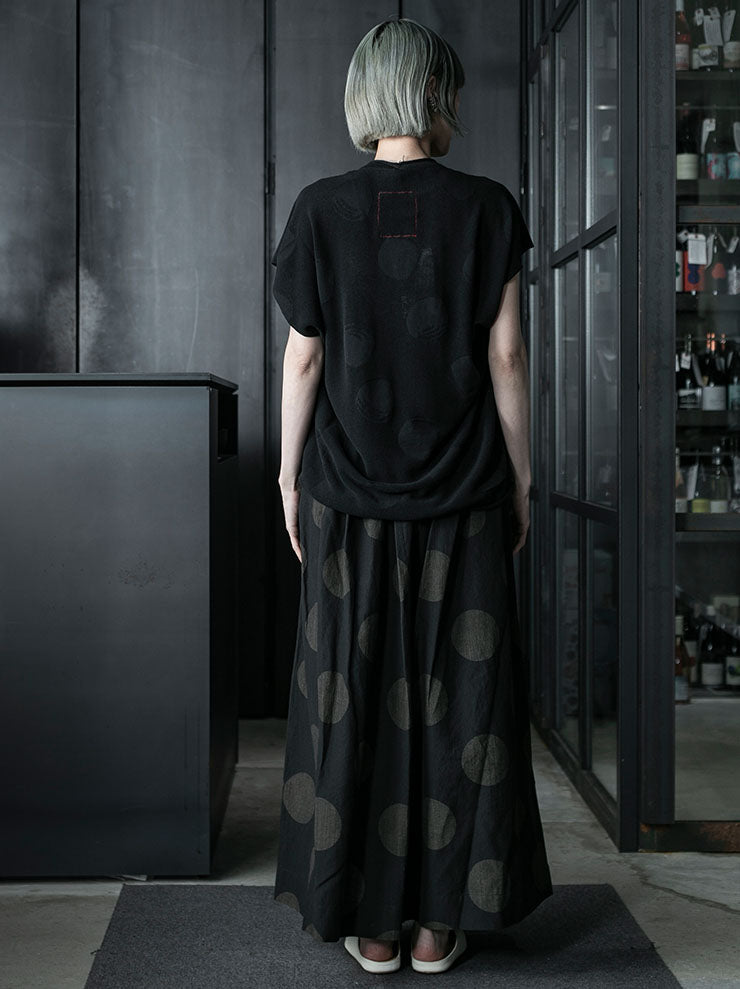 UMA WANG <br>WOMENS ドットニットトップス /  BLACK