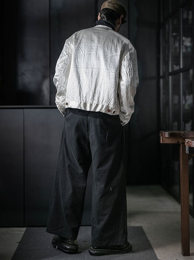 MONAD<br> Collarless Rouach Jacket / Ivory