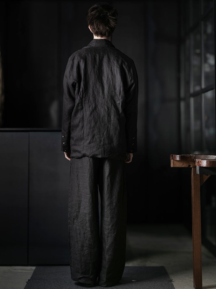 toward(s)<br>STOCK BLAZER IN LINEN WITH STERLING SILVER BUTTONS / Brown & Black