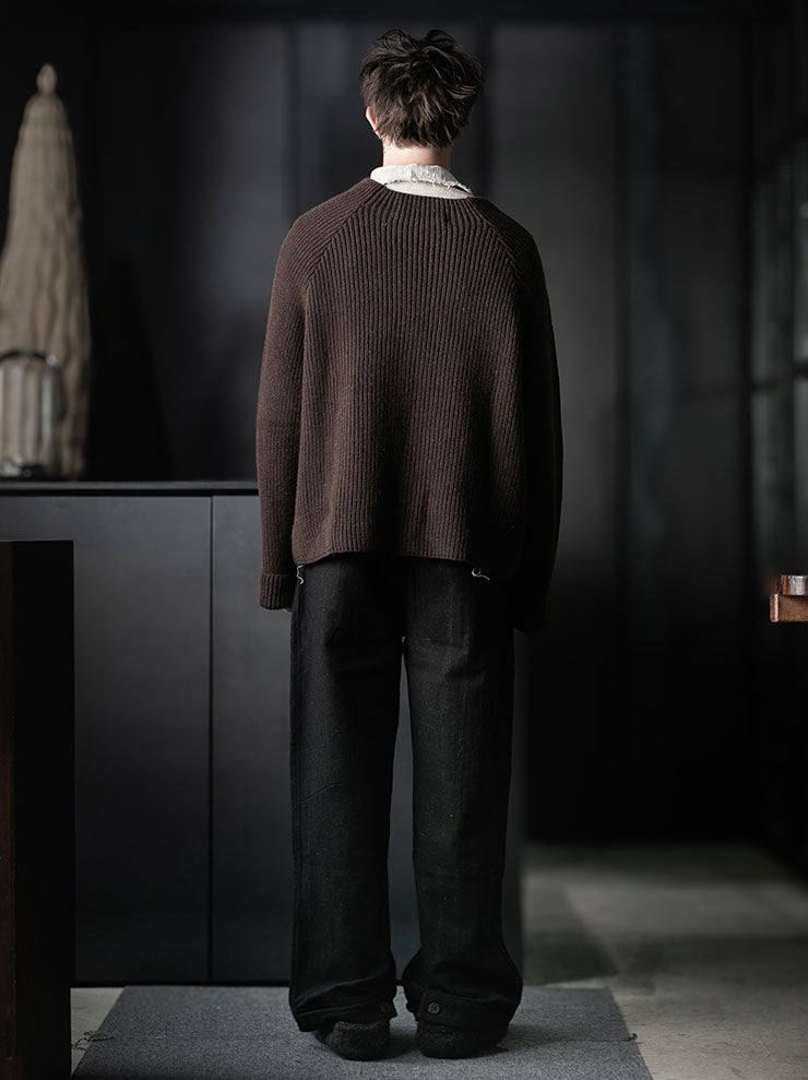 toward(s)<br>POLO SWEATER IN CROCHETED YAK WOOL / DARK BROWN