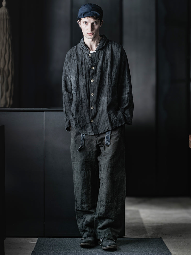ATELIER SUPPAN<br>MEN'S Blue-green hemp TROUSERS / E26-08