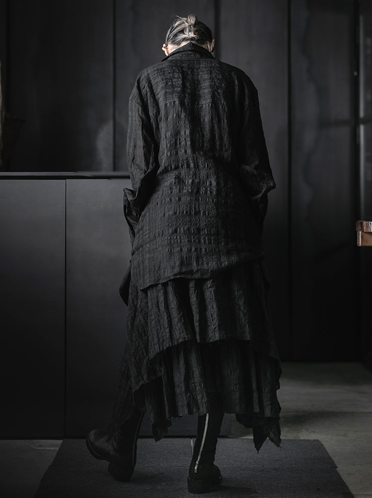 CHIAHUNG-SU<br>RELAXED-FIT HAND WOVEN & TIE DYED SHIRT WITH CHEST POCKET / BLACK CHECKER