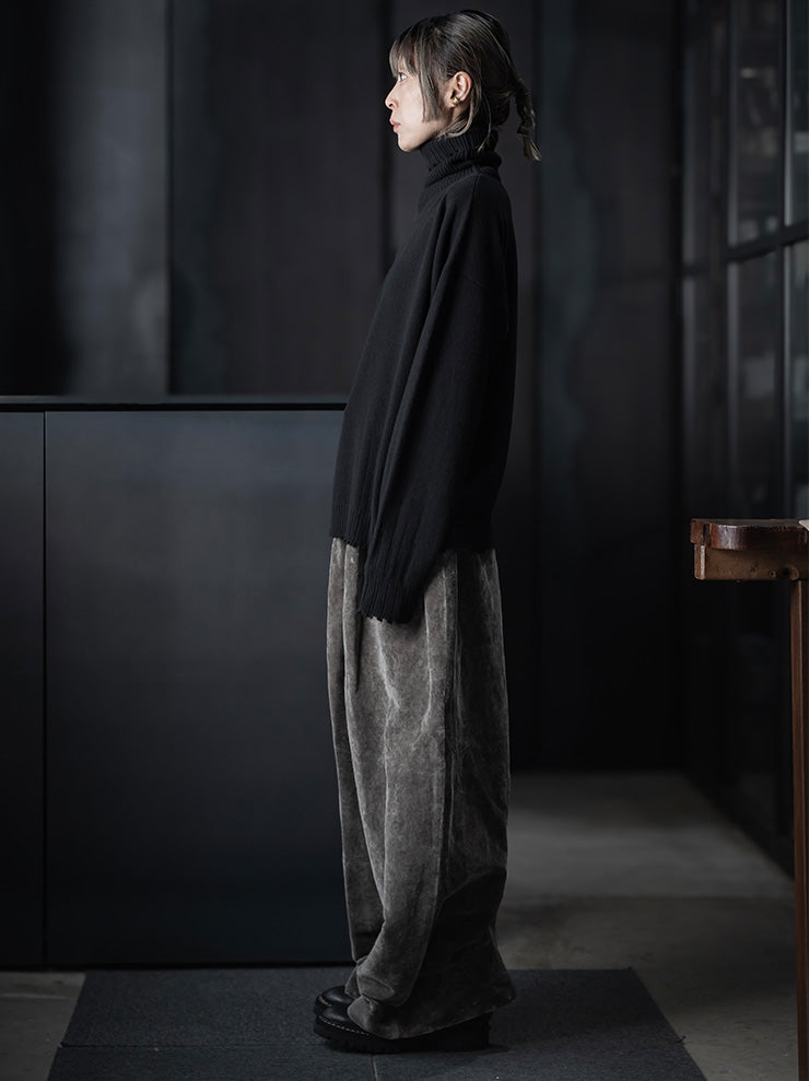 UMA WANG<br>WOMENS CASHMERE HIGH NECK TOP / BLACK