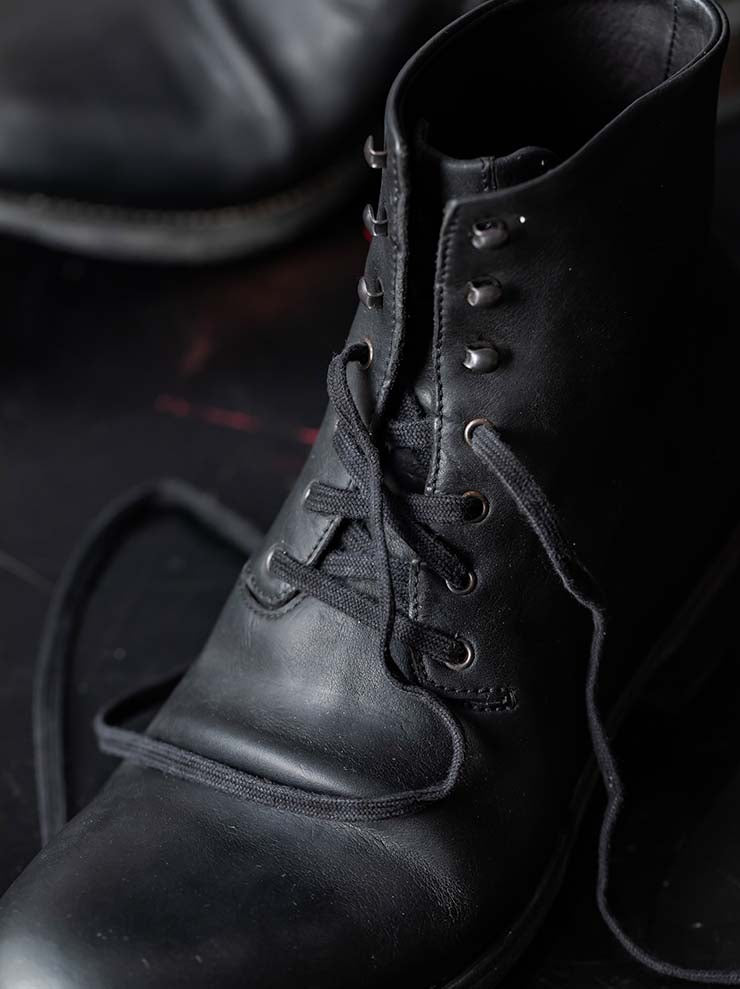 EMATYTE<br>MENS Horse Leather Culatta Object Dyed Lace-up Bootss / BLACK