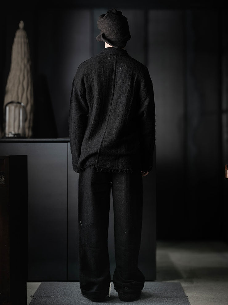 toward(s)<br>CARDIGAN IN BURNT COAL DYE TEXTURED COTTON / BLACK