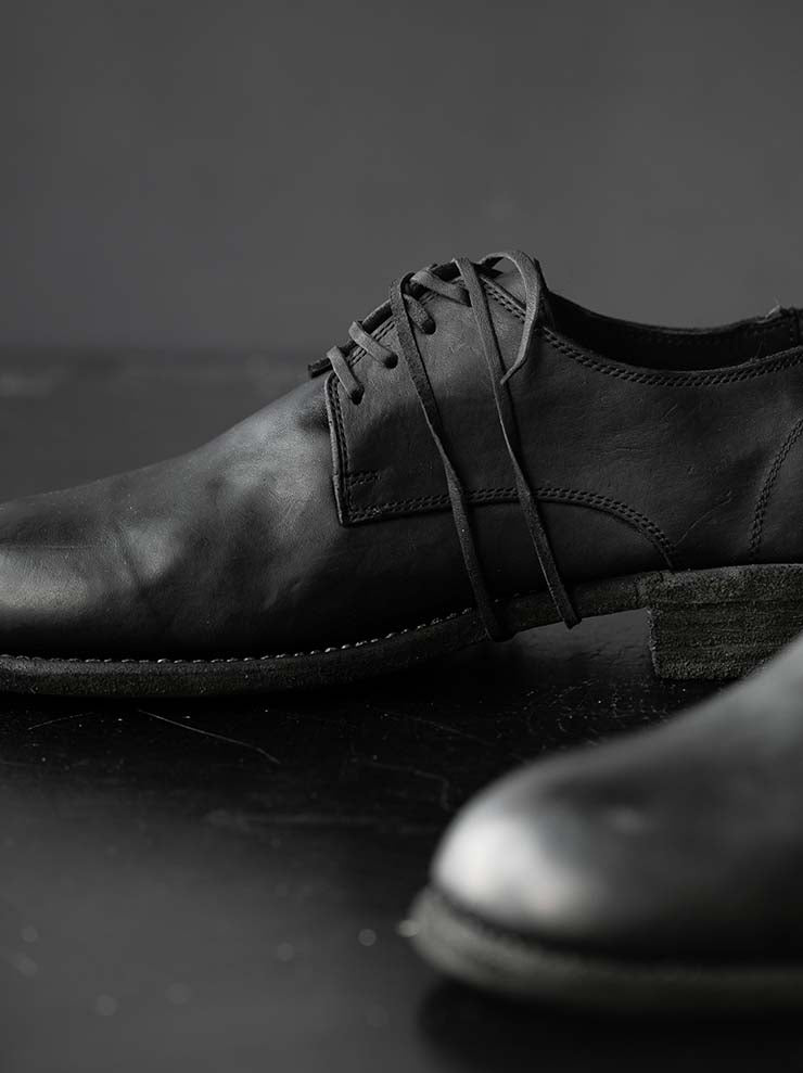 GUIDI<br>MEN'S CLASSIC DERBY SOLE LEATHER 992X BLKT / HORSE FULL GRAIN