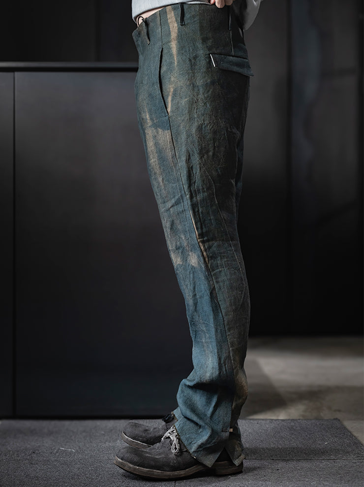 K’ANG <br>Men’s purgatory shadow-dyed trousers with 925 silver hook closer / SHADOW