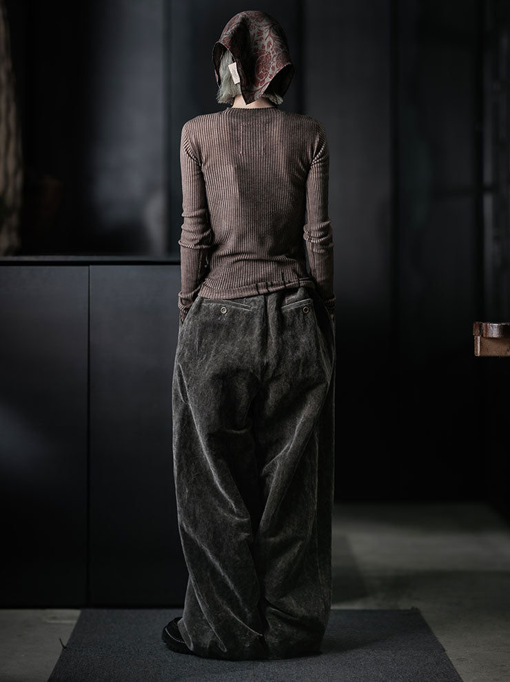 UMA WANG<br>WOMENS LONG SLEEVE TOP / BROWN