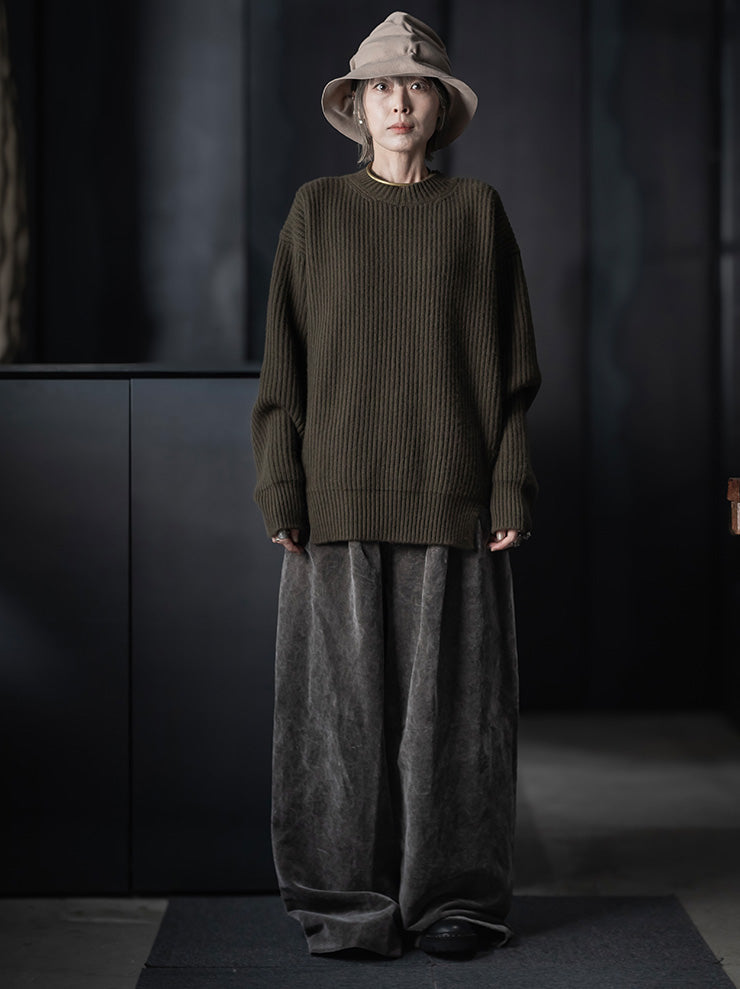 UMA WANG<br> WOMENS VELVET TROUSERS / DARK GRAY