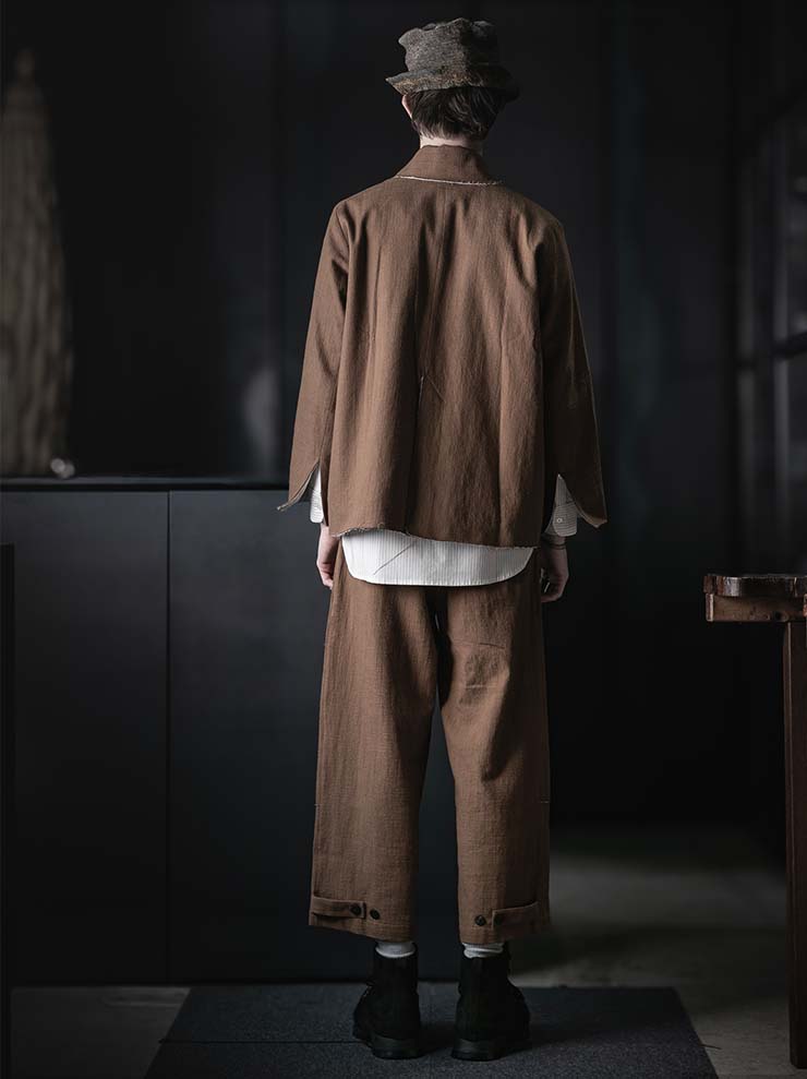 WRIGHT + DOYLE<br>UNISEX TOLMEN JACKET / OCHRE PINSTRIPE