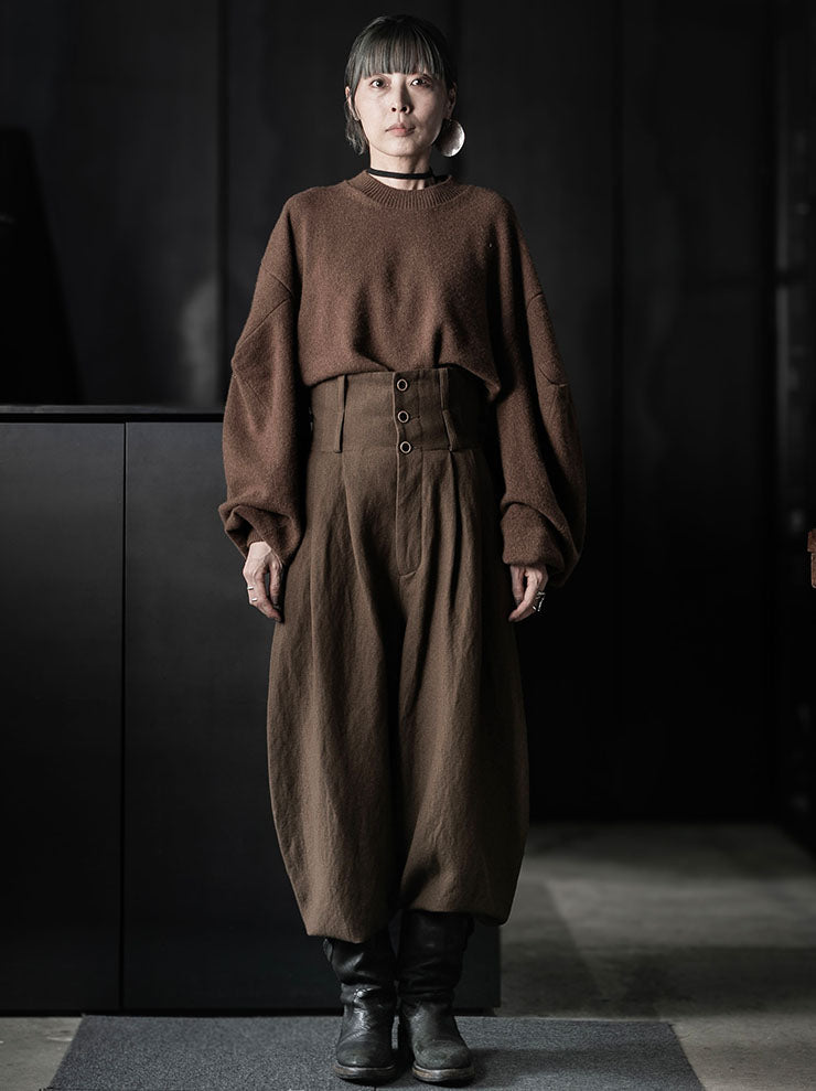 UMA WANG<br>WOMENS POLY PANTS / BROWN