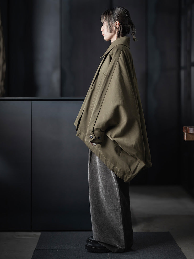 UMA WANG<br>WOMENS OVERSIZED JACKET / DARK GREEN