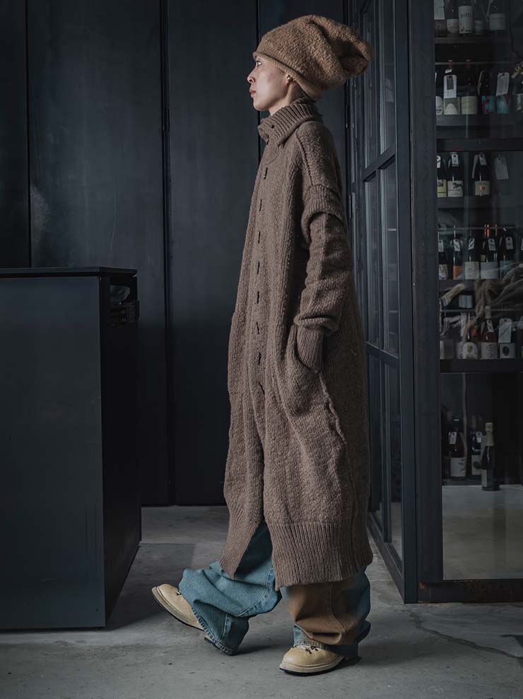 DANIEL ANDRESEN<br> Long button cardigan coat NORRIS / PRALINE