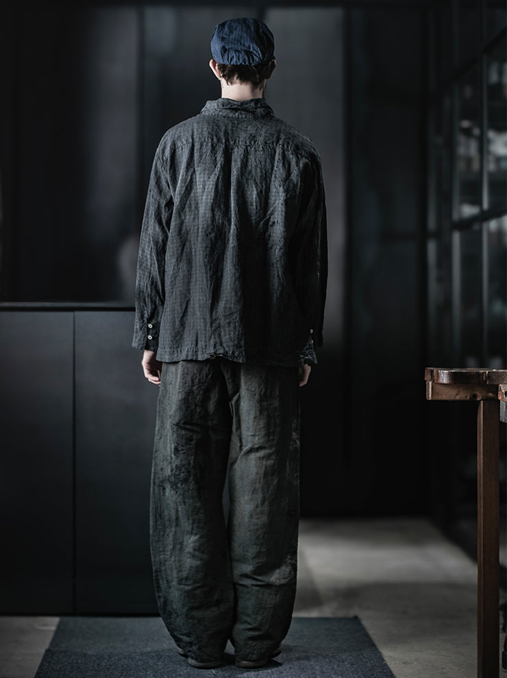 ATELIER SUPPAN<br>MEN'S Blue-green hemp TROUSERS / E26-08