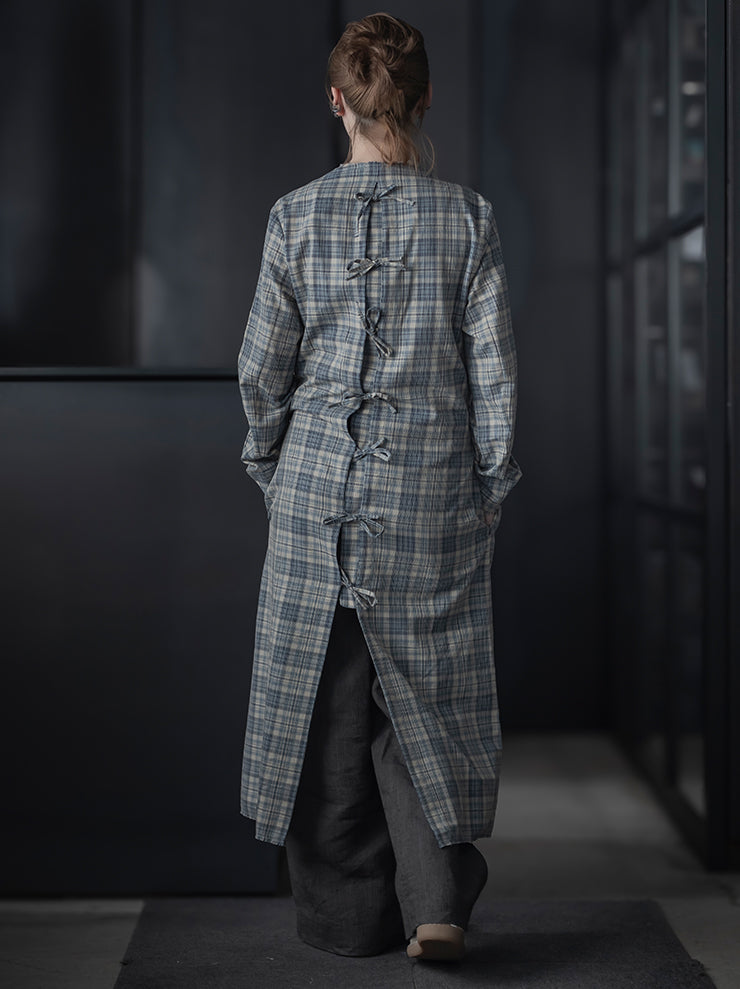 K'ANG<br>WOMEN BACK TIED LONG SHIRT DRESS / BLUE