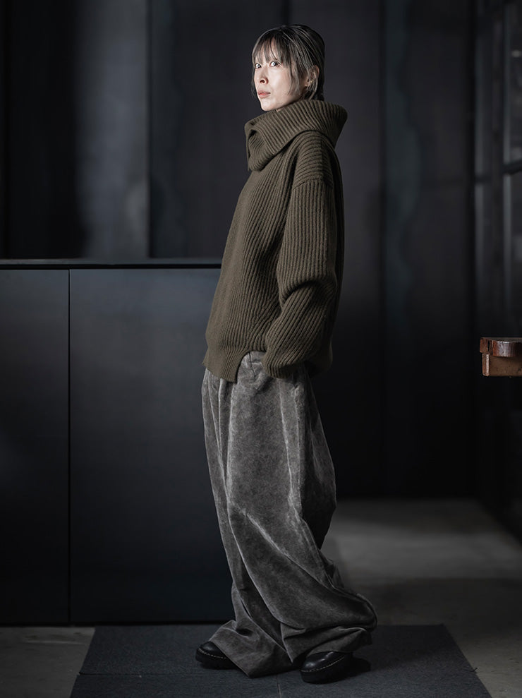 UMA WANG<br> WOMENS VELVET TROUSERS / DARK GRAY