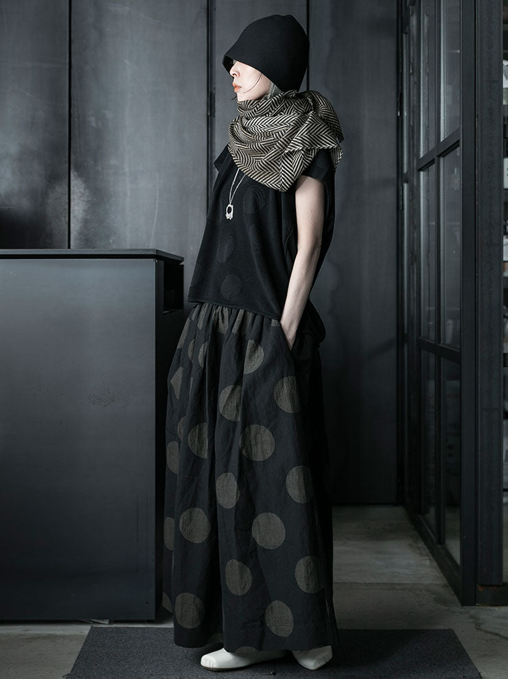 UMA WANG <br>WOMENS ドットニットトップス /  BLACK