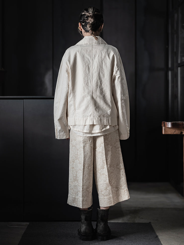 KINYAN LAM<br>Unisex Hand Embroidery Raglan Sleeve Jacket / Raw White