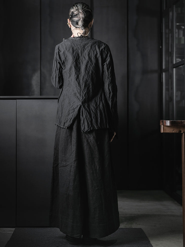 CHIAHUNG SU<br>HAND-DYED & WOVEN LAYERING RAW EDGE BLAZER / DYE BLACK