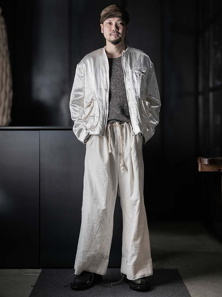 MONAD<br> Lewis Relaxed wide leg Drawcord Pant / Natural/Undyed