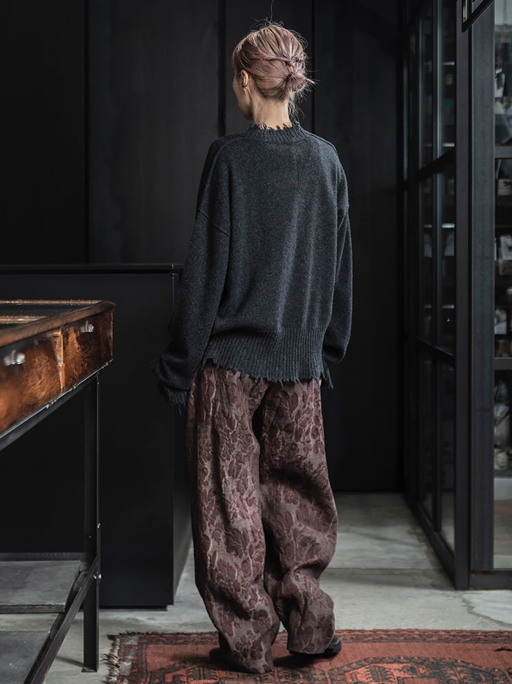 UMA WANG<br> WOMENS JACQUARD TROUSERS / DARK RED