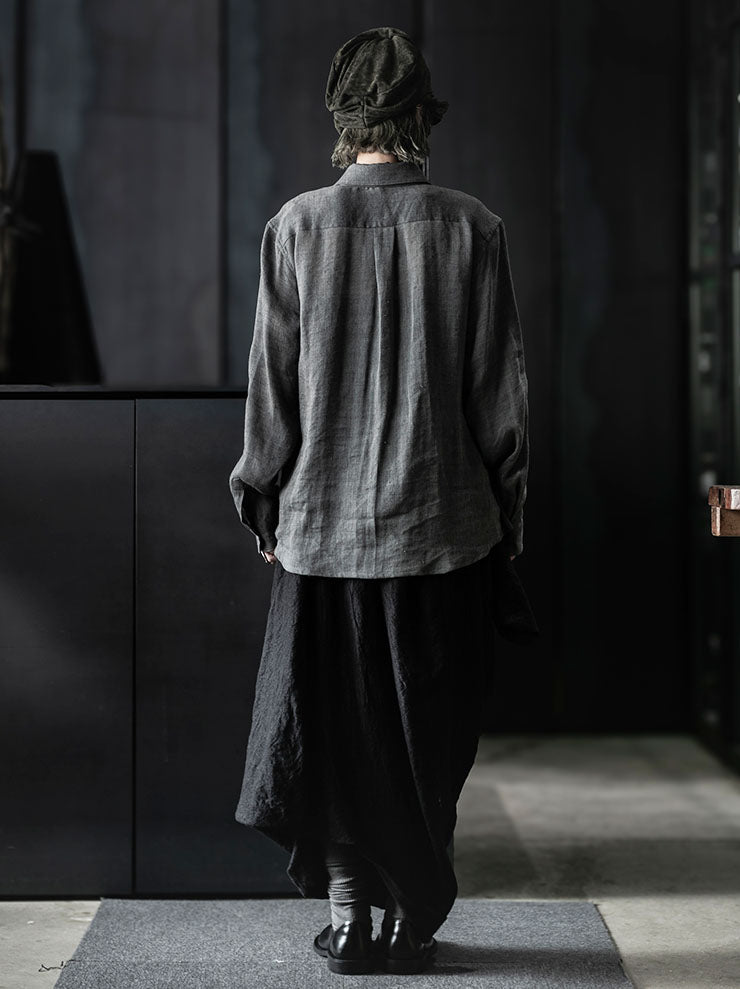 CHIAHUNG SU<br>HAND WOVEN & DYED LAYERING SHIRT / WALNUT GREY